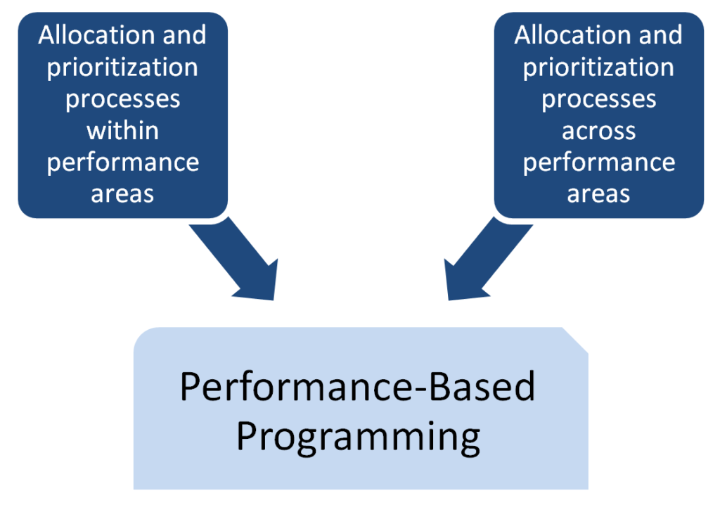 Performance-based programming component with description of subcomponents: allocation and prioritization processes within, and across, performance areas.