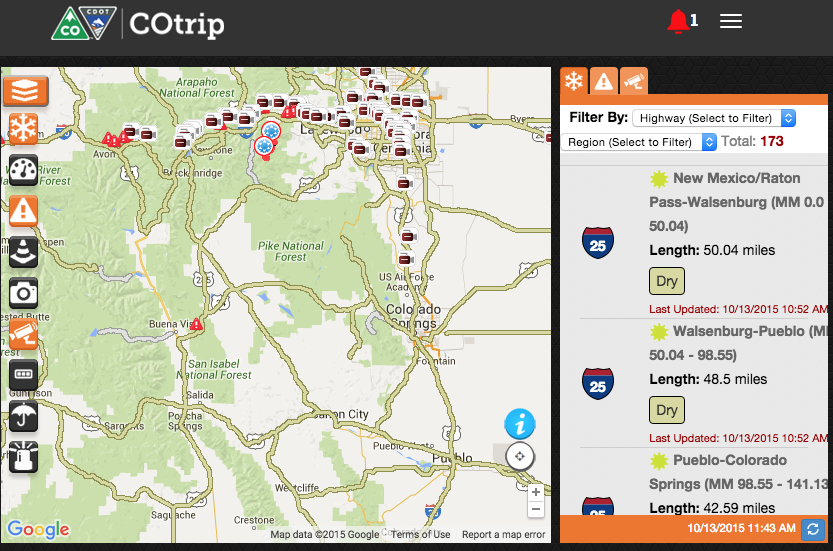 Screenshot of COtrip mapping website.