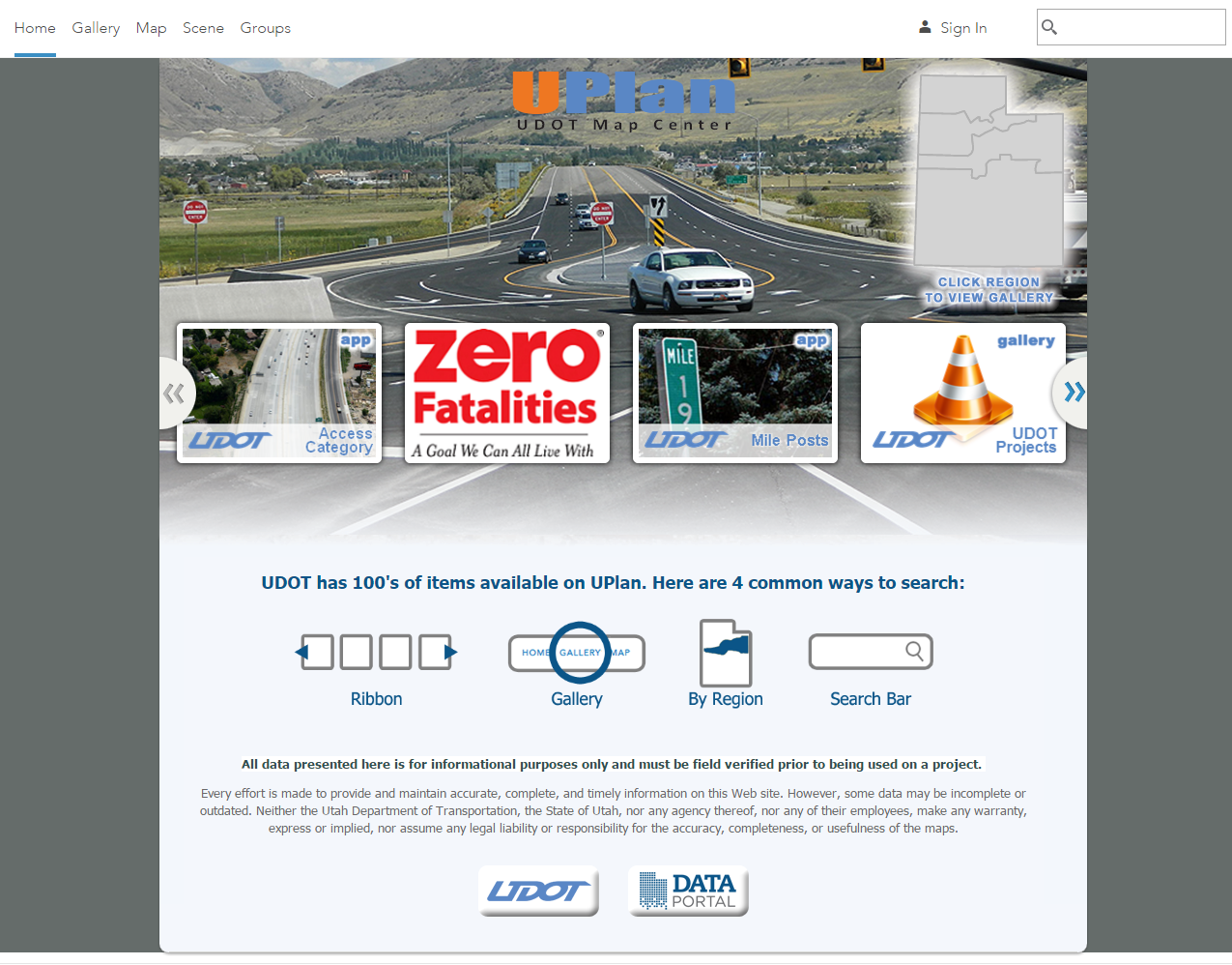 A screenshot of the UPLAN UDOT Map Center, where you can link to project templates.