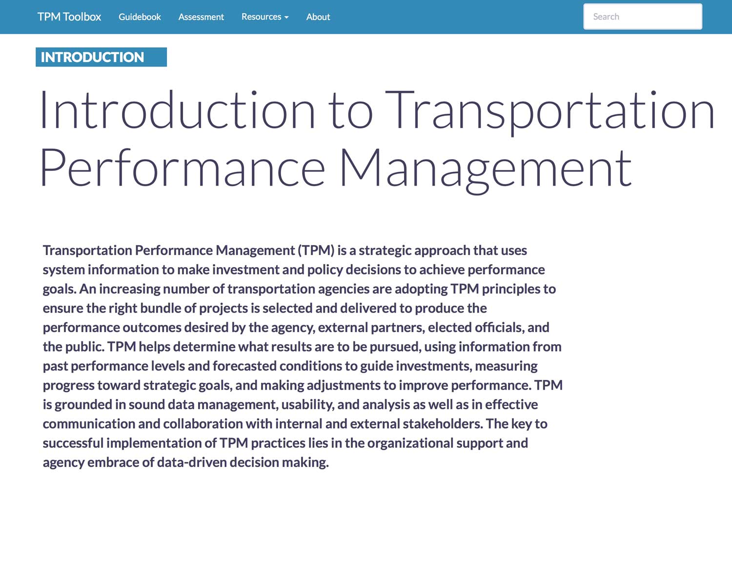 Thumbnail image of TPM Introduction Summary webpage.